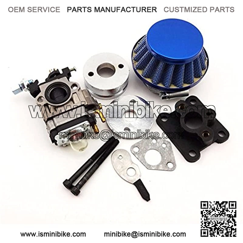 Blue 15mm Racing Carburetor Kit Carb Air Filter Stack For 47cc 49cc 2 Stroke Mini ATV Quad Dirt Pocket Bike