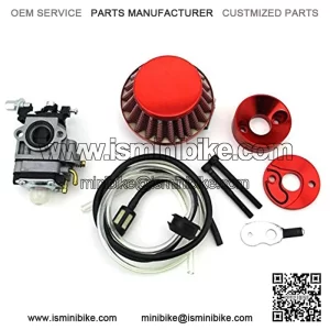 Red Racing 15mm Carburetor + Air Filter + Adapter Vstack + Fuel Hose For 23 33 43cc Big Foot Goped Blade Scooter