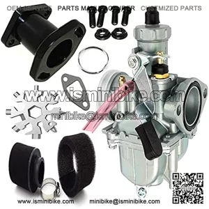 26mm Carburetor Carb Performance Intake Pipe Mainfold 38mm Air Filter Kit for Mikuni 212cc GX200 6.5hp Engine 196cc BT200X CT100U CT200U KT196 Go Kart Mini Bike