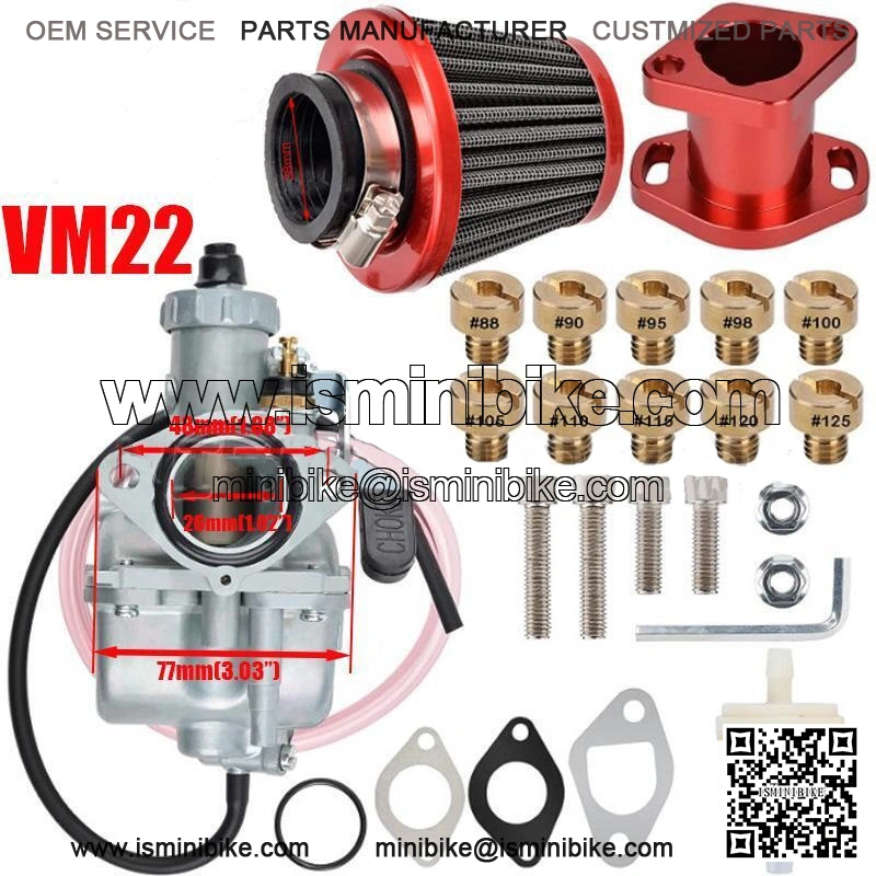 VM22 Carburetor Kit fit Mikuni Predator 212cc GX200 BK200 CT200U Mini Bike RED