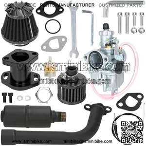 212cc Carburetor VM22 Carb Exhaust Pipe Muffler Stage 2 Kit for Predator 196cc 200cc 6.5hp Engine Coleman CT200U BT200X Baja Warrior MB200 GX160 GX200 Mini Bike Go Kart High Performance Parts