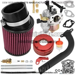 High Performance Carburetor Filter Jet Adapter Exhaust Pipe Stage 2 Kit Red for Non Hemi Predator 212cc 196cc 6.5Hp Clone GX160 GX200 CT200u KT196 BT200X Trailmaster MB200 Mini Bike Go Kart