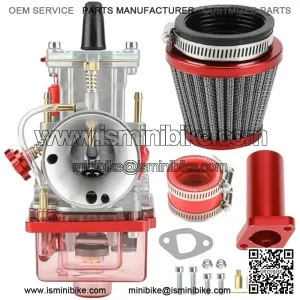 PWK 24 Racing Carburetor Intake Pipe Manifold Air Filter Kit for Predator 212cc 196cc 200cc 6.5hp Engine Coleman CT200U BT200X KT196 Baja Warrior Mb200 Gx160 Mini Bike Go Kart Performance Parts