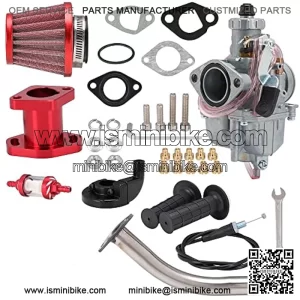 VM22 Racing Carburetor Stage 2 Kit CNC Oil Filter 46mm Filter for Predator 212cc Engine CT200U CT200U-EX BT200X GX200 196cc Go Kart Baja MB200 Mini Bike Red