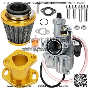 VM22 Carburetor Carb Performance Intake Pipe Mainfold Adapt Kit for Predator 212cc 196cc GX160 6.5hp Coleman CT200U KT196 Baja Mini Bike Go Kart Hummerhead Racing Golden
