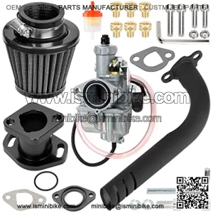 Racing Carburetor Exhaust Pipe with Intake Manifold 38mm Main Jet Kit for Non Hemi Predator 212cc 6.5hp Engine GX160 CT200U 196cc Baja MB200 KT196 Gas Mini Bike Go Kart Black