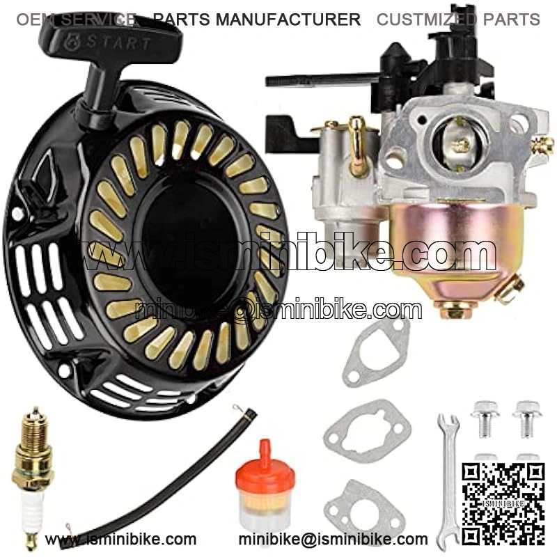 Pull Recoil Starter Carburetor Carb for Predator 212cc 196cc 6.5HP Baja Massimo MB165 MB200 Coleman CT200U Trail BT200X Mini Bike Hummerhead 80t Trailmaster mid XRS XRX motovox KT196 Go Kart
