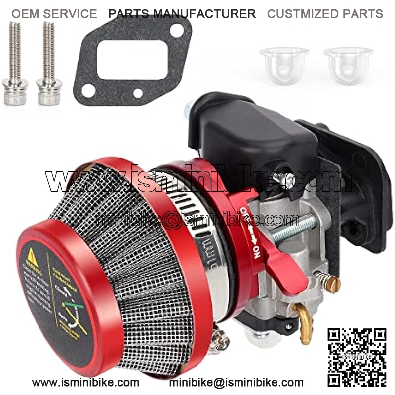 15mm Carburetor Upgrade Kit Air Filter Set Compatible with 2 Stroke 43cc 47cc 49cc Standup Gas Scooter ATV Quad Pocket Bike XG-550 BladeZ Moby X Red