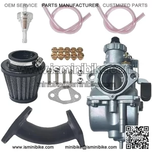VM22 Carburetor w/Curved Manifold 38mm air filter kit fit for Predator 212cc GX200 Coleman CT200U BT200X Mini bike Engine KT196 Go kart Black/Silver