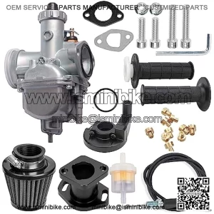 VM22 Carburetor Predator 212CC 196cc CT200U KT196 Moto Mini Bike Race and Go Kart 6.5HP Baja Warrior Heat - Includes MB165 MB200 Air Filter Kit & Cable Accelerator Throttle Control Handle (black)