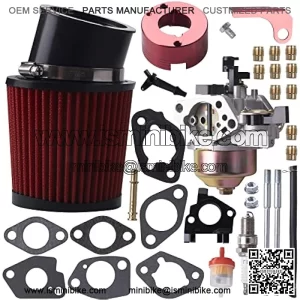 Upgrade Carburetor Air Filter Adapter Pipe Jet Stage 2 Kit for Predator 301cc 420cc 13hp 15hp GX340 GX390 389cc Mini Bike Parts(Red)