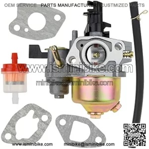 Carb Carburetor with Gaskets Fuel Line Filter for Predator 196cc 212cc 6.5hp Coleman Powersports CT200U Trail 200 CT200U-EX BT200X Baja Warrior MB200 Mini bike KT196 Twister 80T Go Kart Cart Parts