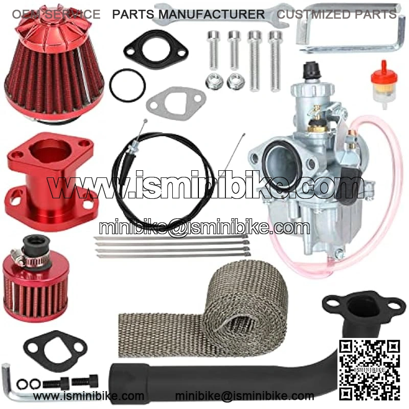 VM22 Carburetor Air Filter Exhaust Header Pipe Kit for Predator 212cc Coleman CT200U BT200X CT200U-EX Baja Warrior Trailmaster MB200 GX160 196cc 6.5hp Small Engine Mini Bike Go Kart Parts