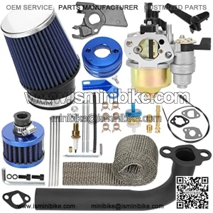 Carburetor 62mm Air Filter Header Exhaust Pipe Kit for Non Hemi Predator 212cc 196cc 6.5hp Engine Coleman CT200U CT200U-EX BT200X Baja Warrior MB200 Hammerhead GX160 Mini Bike Go Kart Parts