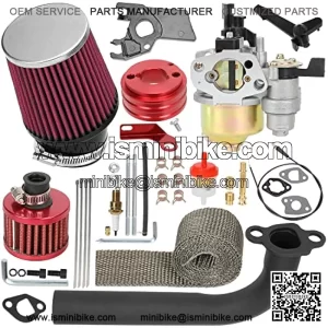 Carburetor Header Exhaust Pipe 62mm Air Filter Kit for Non Hemi Predator 212cc 196cc 6.5hp GX160 Colne Engine Coleman CT200U CT200U-EX BT200X Baja Warrior Massimo MB200 Mini Bike Go Kart Parts