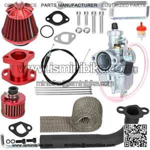 VM22 Carburetor Air Filter Exhaust Header Pipe Kit for Predator 212cc 196cc 6.5hp Coleman CT200U BT200X CT200U-EX Baja Warrior Trailmaster MB200 GX160 Small Engine Mini Bike Go Kart Parts