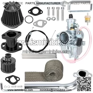 Upgraded VM22 Carburetor Air Filter Exhaust Header Pipe Kit for Predator 212cc 196cc 6.5hp Coleman CT200U BT200X CT200U-EX GX160 GX200 Small Engine Baja Warrior MB200 Mini Bike Go Kart Parts