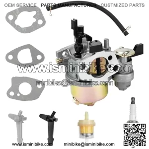 Carburetor Carb Air Filter Spark Plug Kit for 6.5hp Compatible with 196cc 212cc GX160 GX200 CT200U BT200X RB200 Trail 200 Baja Massimo MB200 MB165 KT196 TrailMaster OHV Engine Mini Bike Go Kart Parts