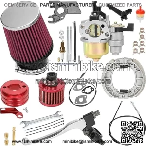 Carburetor 62mm Air Filter Handle Brake Lever Drum Brake Cable CG125 Shoes Kit for Predator 212cc 196cc 6.5hp Clone Engine Coleman CT200U BT200X GX160 GX200 Baja Warrior MB200 Mini Bike Parts