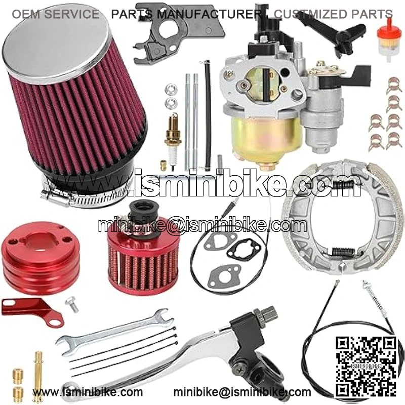 Carburetor 62mm Air Filter Handle Brake Lever Drum Brake Cable CG125 Shoes Kit for Predator 212cc 196cc 6.5hp Clone Engine Coleman CT200U BT200X GX160 GX200 Baja Warrior MB200 Mini Bike Parts