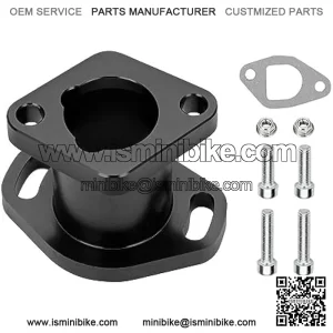 Performance Racing Intake Pipe Inlet Manifold CNC Aluminum with Gasket Screw for VM22 26mm Predator 196cc 212ccc CT200U Honda GX160 GX200 6.5HP OHV KT196 Clone Engines Mini Bike Go Kart Black