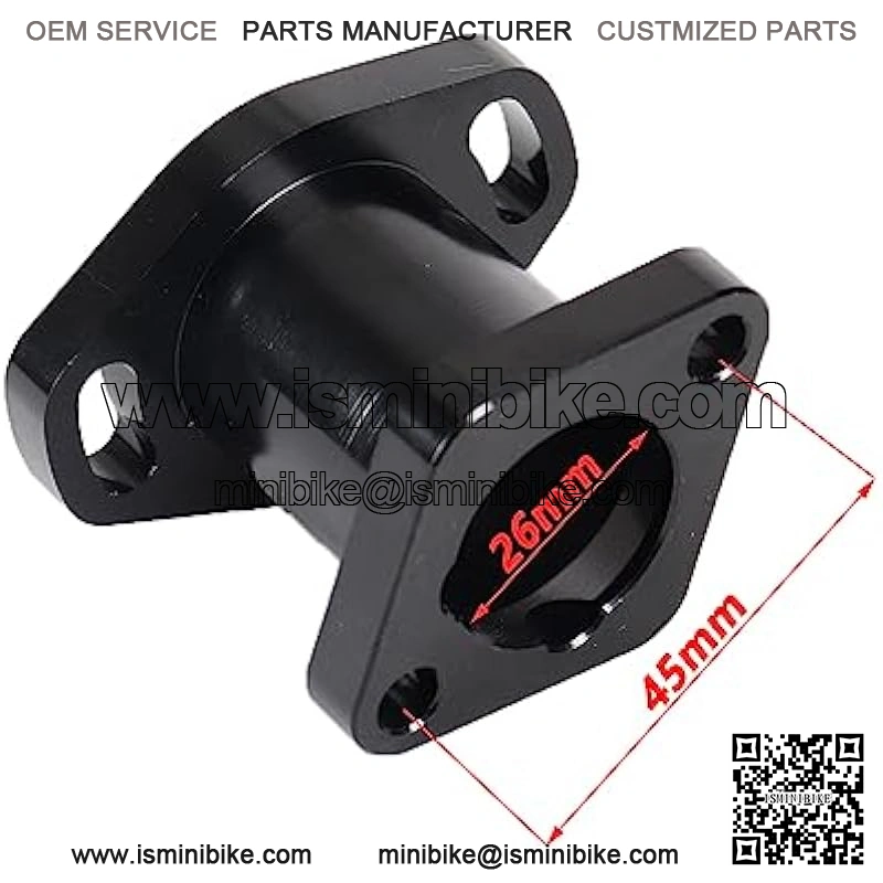 Performance Racing Intake Pipe Inlet Manifold CNC Aluminum with Gasket Screw for VM22 26mm Predator 196cc 212ccc CT200U Honda GX160 GX200 6.5HP OHV KT196 Clone Engines Mini Bike Go Kart Black - Image 4