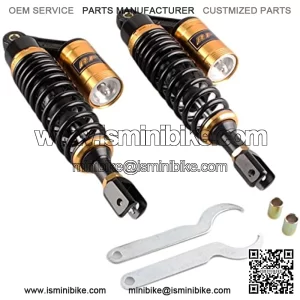 320mm Motorcycle Air Shock Absorbers Universal Fit for Honda Suzuki Kawasaki ATV Go Kart Quad Dirt Sport Bikes Black & Gold Eye to Clevis