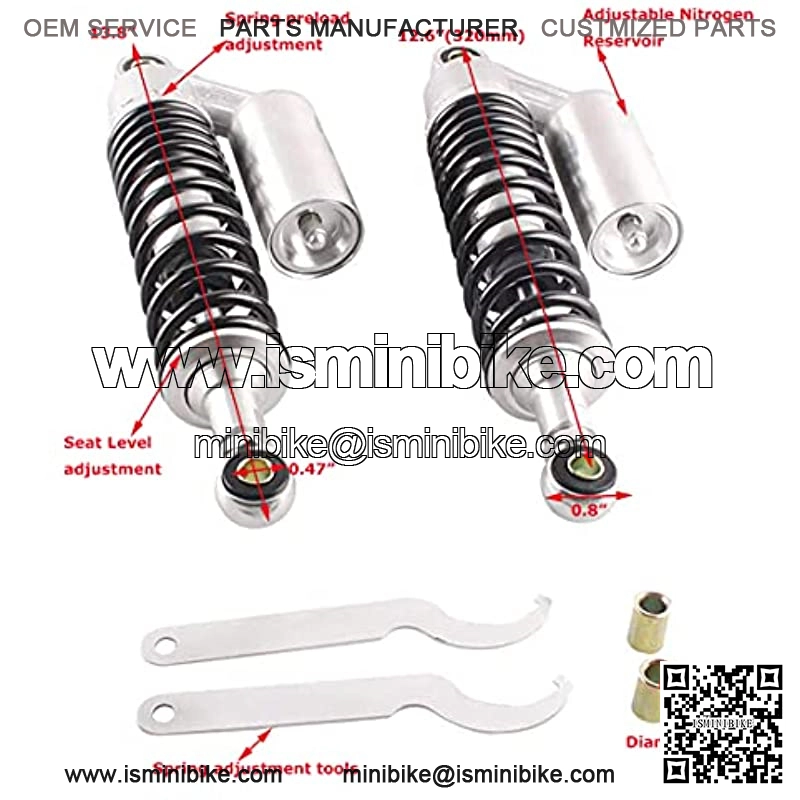 Pnndee Pair 320mm Universal Motorcycle Rear Air Shock Absorbers for ATV Go Kart Quad Dirt Sport Bikes (black&bright) - Image 2