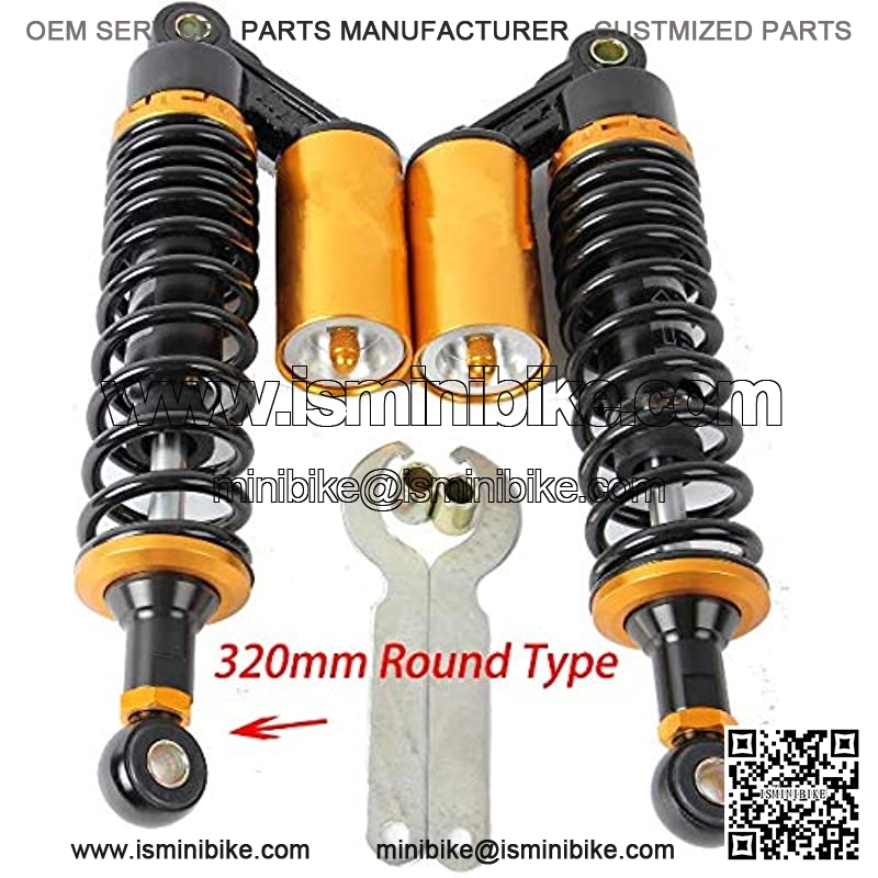 Templehorse 2pcs Adjustable 320mm Motorbike Air Shock Absorbers Universal Fit for Suzuki Kawasaki ATV Go Kart Quad Dirt Sport Bikes (BlackGold, 320MM)