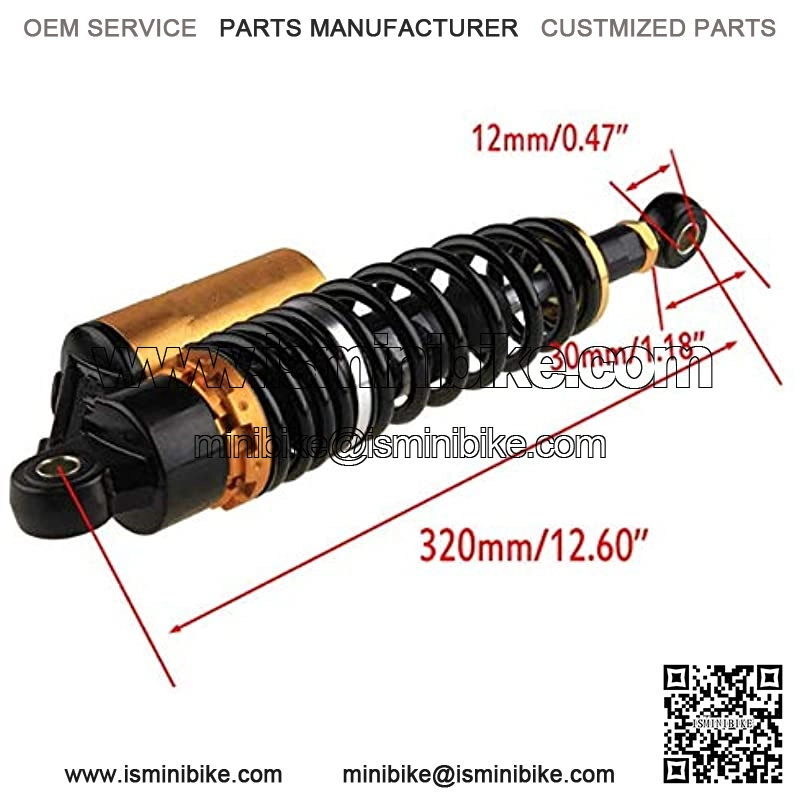 Templehorse 2pcs Adjustable 320mm Motorbike Air Shock Absorbers Universal Fit for Suzuki Kawasaki ATV Go Kart Quad Dirt Sport Bikes (BlackGold, 320MM) - Image 2