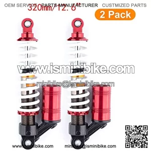 Motorcycle Rear Air Shock 12.6" 320mm Absorbers Pair Replacement Suspension Universal Compatible For Go Kart 2 pcs (Red)