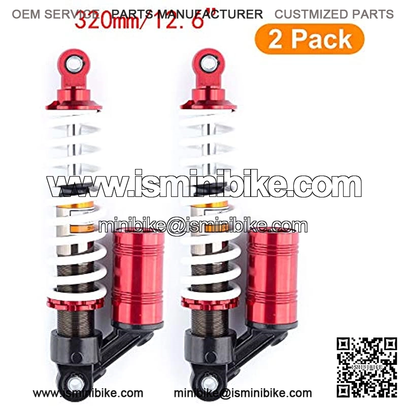 Motorcycle Rear Air Shock 12.6" 320mm Absorbers Pair Replacement Suspension Universal Compatible For Go Kart 2 pcs (Red)