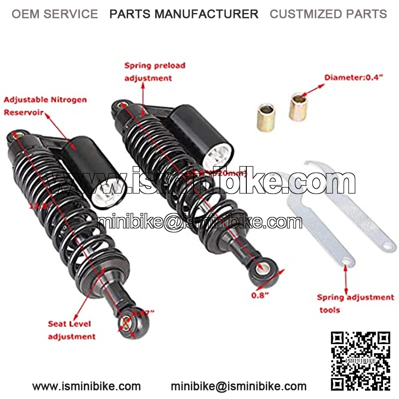NHPJ one Pair 320mm Universal Motorcycle Rear Air Shock Absorbers for most 150cc~750cc Sport bikes / ATV Go Kart Quad Dirt Sport Bikes-full black - Image 2