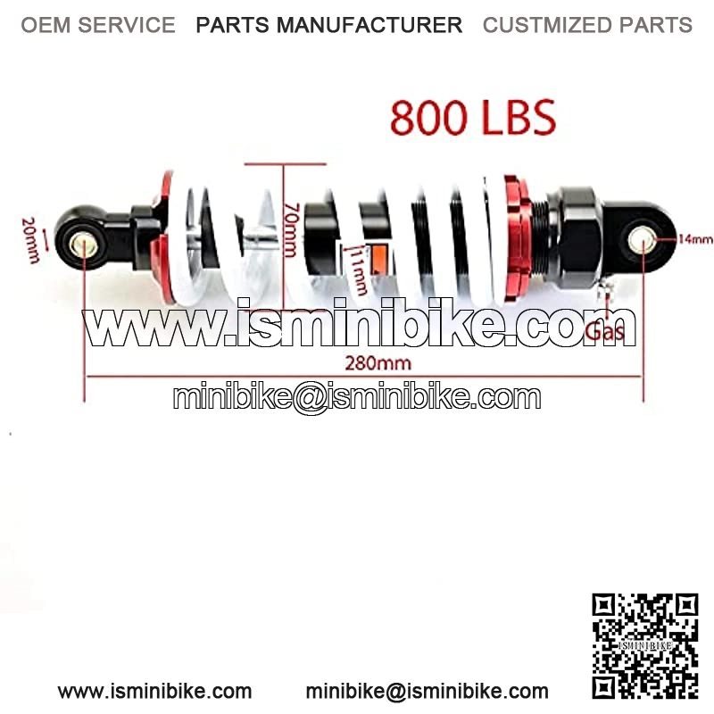 1 Piece Shock Absorber 280mm 11.02 inches Round Ends Motorcycle Replacement Universal for Scooter Atv Quad Dirt Sport Bike Go Kart SZK Ka.wa-saki YA.MA-HA DCT Titanium black and white - Image 3