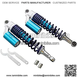 Pnndee Pair 340mm Universal Motorcycle Rear Air Shock Absorbers for all ATV Go Kart Quad Dirt Sport Bikes (blue&silver)