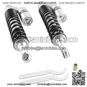 Universal 400mm 15.75" Eye To Eye Air Shock with Round End, Compatible with Honda Suzuki Kawasaki Dirt Bike Go Kart ATV Dual Sport Street Bike, Silver