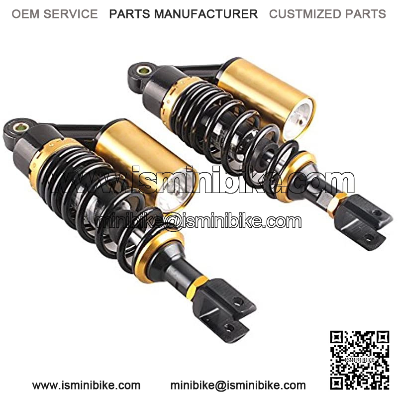 Pair 280mm Motorcycle Air Shock Absorbers Universal Fit for Honda Suzuki Yamaha Kawasaki ATV Go Kart Quad Dirt Sport Bikes Black & Gold Eye to Clevis - Image 2