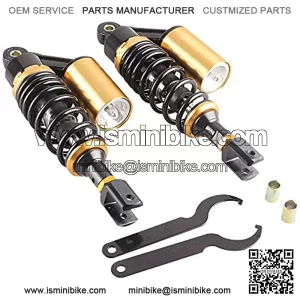 280mm Pair Rear Motorcycle Air Shock Absorbers Suspension Eye to Clevis Universal Compatible for Kawasaki Honda Yamaha Suzuki Black & Gold