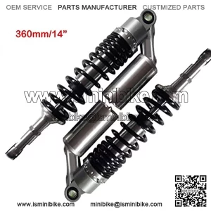 Motorcycle Air Shock Absorbers Universal Fit for Honda Suzuki Yamaha Kawasaki ATV Go Kart Quad Dirt Sport Bikes 360mm 14" Black and Silver