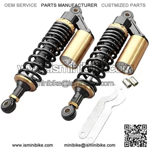 2 Pcs 320mm Motorcycle Adjustable Air Shock Absorber For Honda Suzuki Kawasaki Yamaha Dirt Bike Go Kart ATV Dual Sport Street Bike, Black & Gold