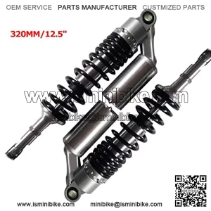 Pair 320mm 12.6" Motorcycle Air Shock Absorber Universal Fit For Honda Suzuki Yamaha Kawasaki ATV Go Kart Quad Dirt Sport Bikes (320 Sliver and Black)