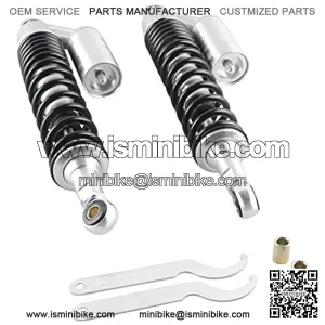 Universal Shock Absorber, 400mm 15.75" Eye To Eye Air Shock with Round End, Compatible with Honda Suzuki Kawasaki Yamaha Dirt Bike Go Kart ATV Dual Sport Street Bike, Silver