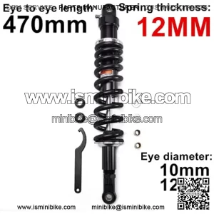 470mm 18.5 inch 12mm Spring Universal Motorbike Air Shock Absorber Rear Suspension ATV Quad Scooter Dirt Bike For CBR600 CBR400 CB500 YZF XC EXC