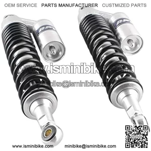 Pair 400mm Motorcycle Air ATV Shock Absorbers Universal Fit Honda Suzuki Yamaha Kawasaki ATV Go Kart Quad Dirt Sport Bikes Silver & Black
