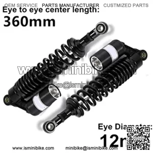 360mm 14.17 inch 8mm Spring Universal Motorcycle Air Shock Absorber Rear Suspension ATV Quad Scooter Dirt Bike For CBR600 CBR400 CB500 YZF XC EXC XCF Black,+