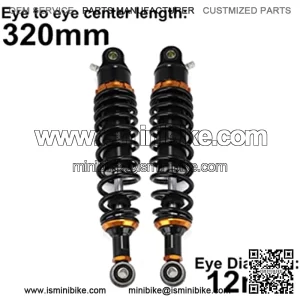 320mm 12.6 inch 7mm Spring Universal Motorbike Air Shock Absorber Rear Suspension ATV Quad Scooter Dirt Bike For 50cc 75cc 90cc 125cc 150cc 250cc 300cc
