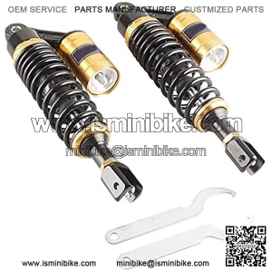 320mm 2Pcs Rear Motorcycle Shock Absorbers Suspension Eye to Clevis Universal for Kawasaki Honda Yamaha Suzuki Black & Gold,+