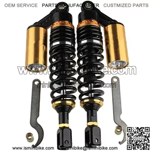 Templehorse 280mm 11" Pair Air Shock Absorbers Clevis Fit Scooter Moped Rear Suspension (BlackGold, 280MM)