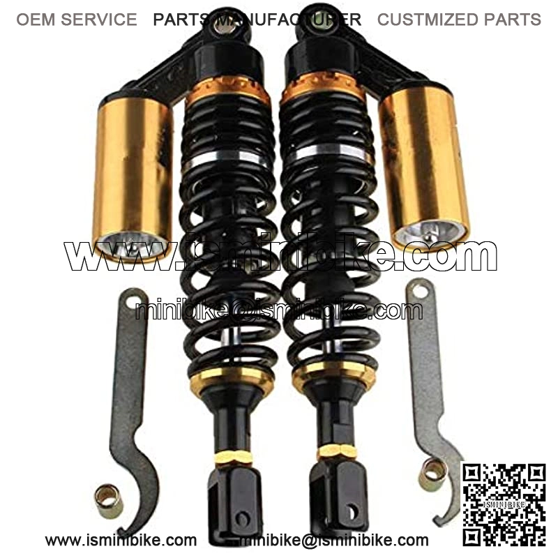 Templehorse 280mm 11" Pair Air Shock Absorbers Clevis Fit Scooter Moped Rear Suspension (BlackGold, 280MM)