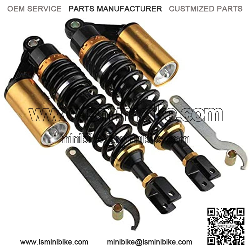 Templehorse 280mm 11" Pair Air Shock Absorbers Clevis Fit Scooter Moped Rear Suspension (BlackGold, 280MM) - Image 2